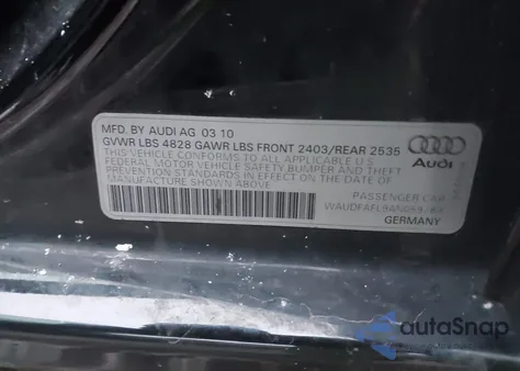 2010 Audi A4 2.0T Premium из США, поврежденный, VIN WAUDFAFL9AN059783